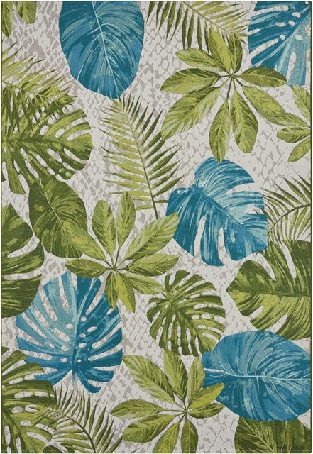 NYVI Teppich Flair Turquoise Green Leaves, wetterfest und UV-beständig, B: 160 cm, T: 235 cm - Bild 1