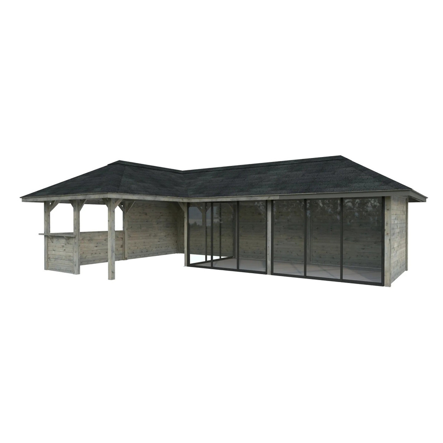 PALMAKO Pavillon Bianca Set 220 Slide aus Fichtenholz in Grau, B/H/T: 876 x 319 x 588 cm - Bild 2