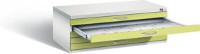C+P Flachablageschrank Serie 7100_7200 in Viridingrün und Lichtgrau, H x B x T: 42,0 x 110,0 x 76,5 cm - Bild 1