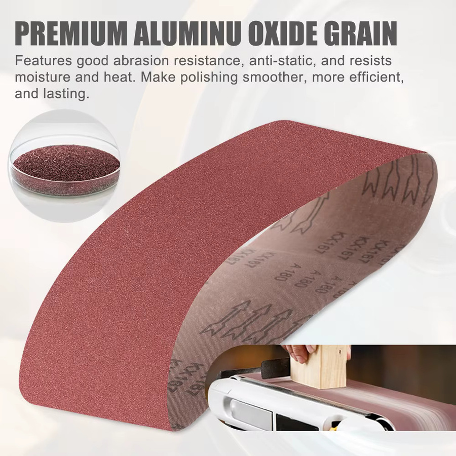 XCAN Schleifband Set 5 Stück für Metall und Holz, verschiedene Körnungen von 40 bis 400, B: 100 mm, L: 915 mm - Bild 3