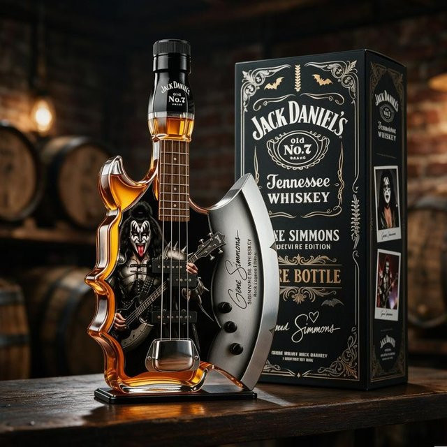 Novo Market Gene Simmons Axt Bass Whiskyglas Karaffe mit Verschluss, transparent - Bild 1
