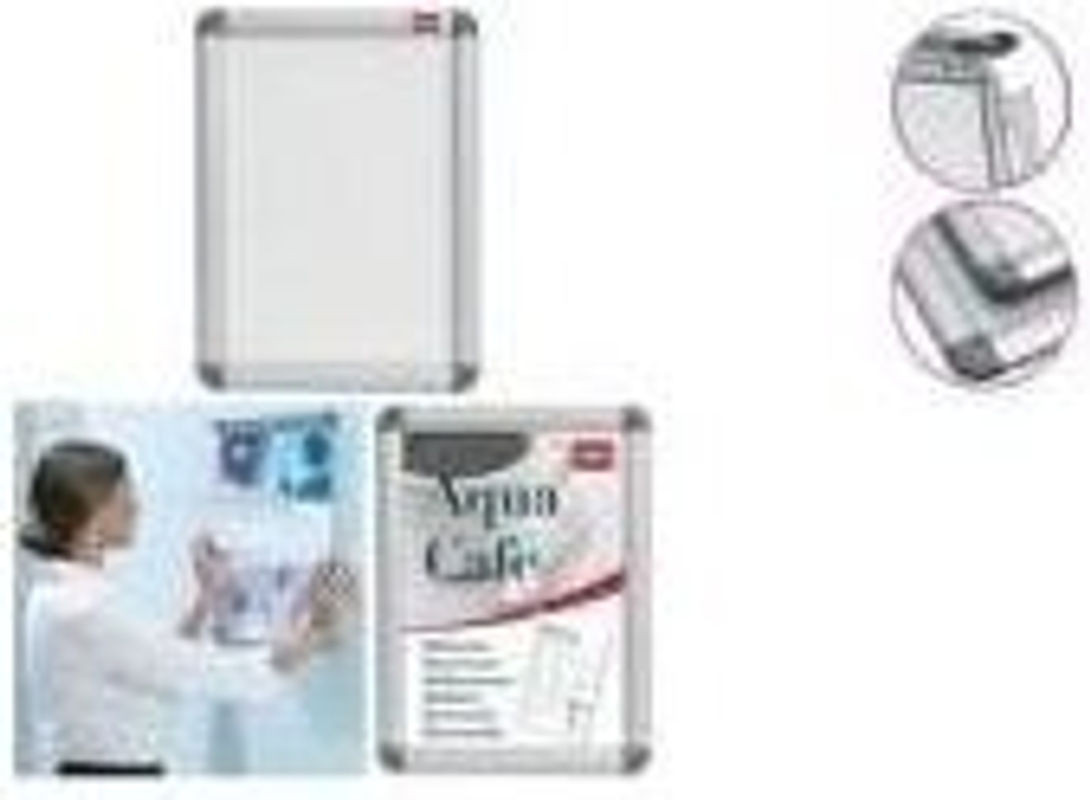 NOBO Plakatrahmen Silber aus Aluminium mit aufklappbarer Front und entspiegeltem Glas, B/H/T: 50 x 70 x 1,7 cm - Bild 1