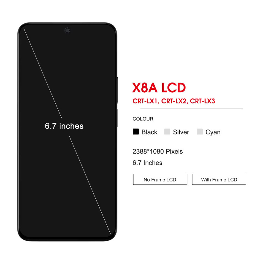 Honor X8a LCD Display Touchscreen Digitizer Montage mit Rahmen in Schwarz 6,7 Zoll - Bild 2