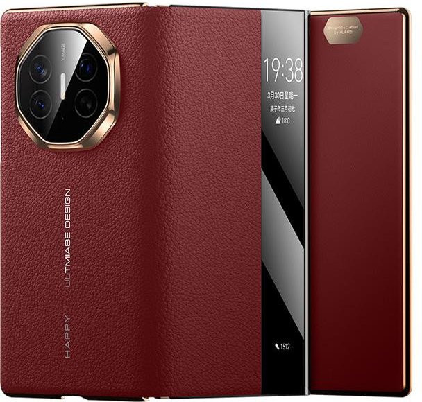 Huawei Mate XT Business Handyhülle aus Rindsleder in Rot - Bild 1