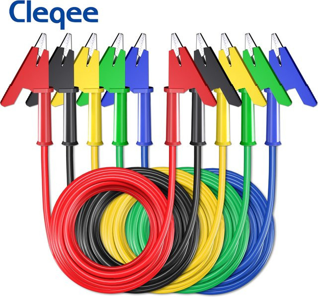 Cleqee p1024 Dual Alligator Clip Testkabel Set mit 5 Krokodilklemmen für Multimeter und elektronische Prüfungen - Bild 1