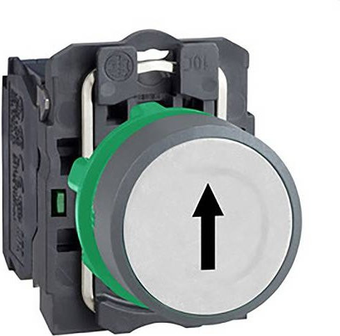 Schneider Electric XB5AA3341C0 Drucktaster aus Kunststoff, tastend, weiß mit Pfeil nach oben, 22mm, IP69K - Bild 1