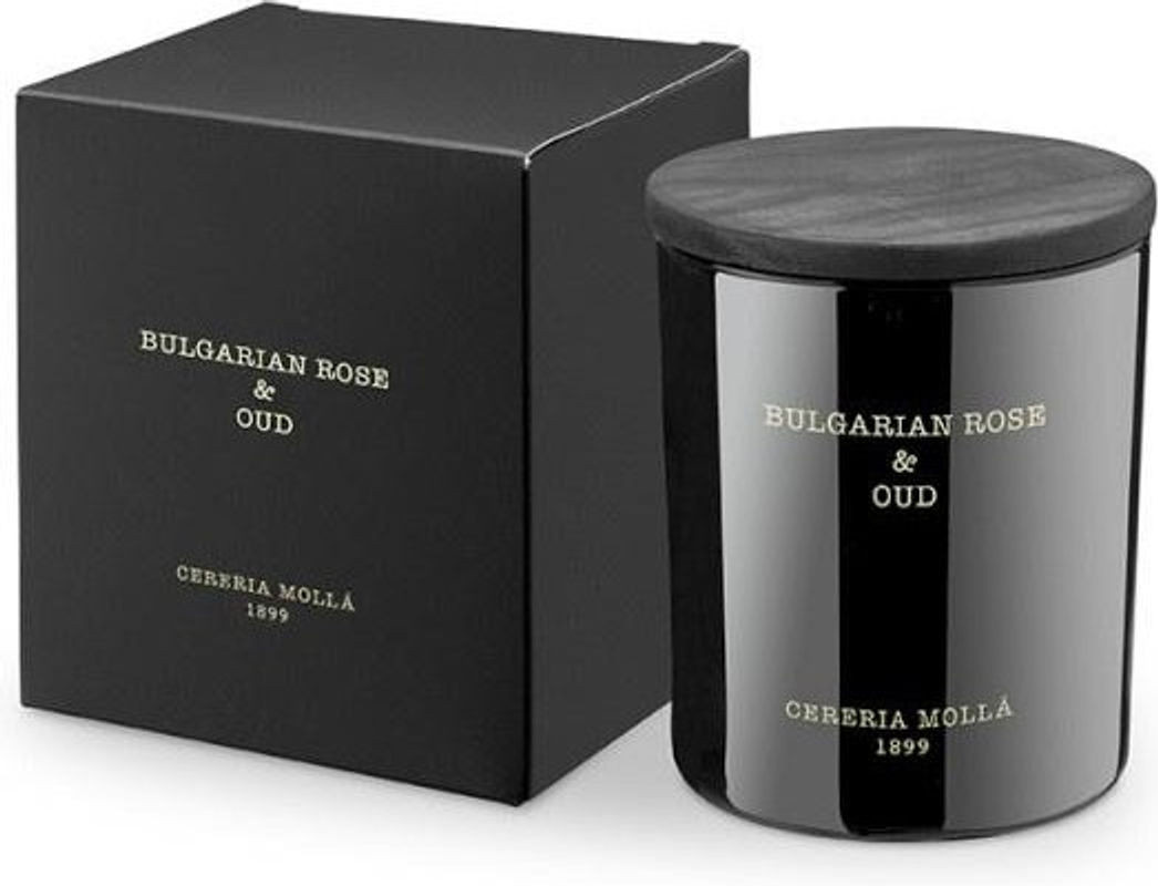 Cereria Molla Premium Duftkerze Rose Bulgare und Oud, 230g, Schwarz - Bild 1