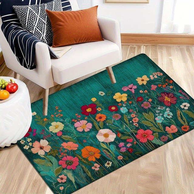 VIKAMA Fußmatte mit floralem Blumendruck, rechteckiger Teppich in Multicolour, B/T: 60 x 40 cm - Bild 1