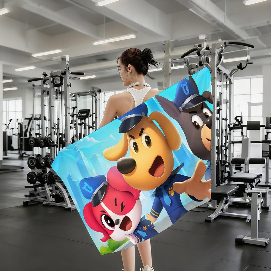 Schnelltrocknendes Cartoon Strandhandtuch für Kinder mit Labrador-Motiv, Mehrfarbig, Breite: 40 cm, Höhe: 60 cm - Bild 5