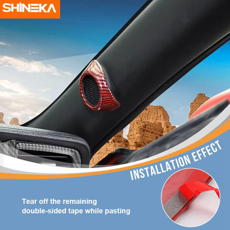 SHINEKA ABS Auto Lautsprecher Abdeckung Trim Aufkleber für Ford Mustang ab 2015 in Rot - Bild 4