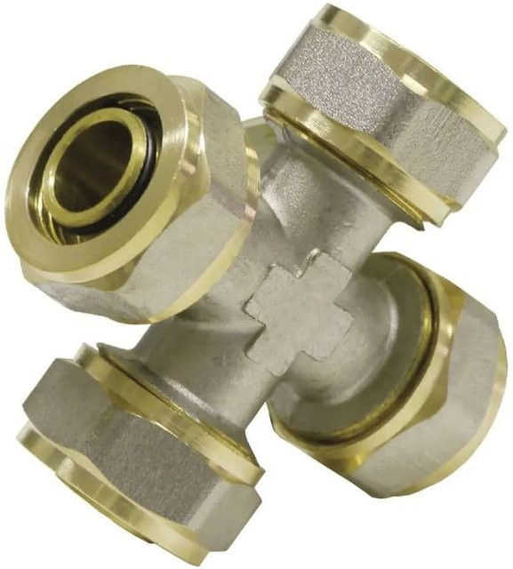 Boni-Shop Schraubfitting Kreuzung aus Metall in Silber, 26 x 3 mm - Bild 1
