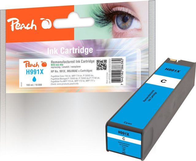 Peach HP 991 XC Druckerpatrone XL Cyan (wiederaufbereitet) für HP PageWide Color 755 dn und HP PageWide Color MFP 774 dn - Bild 1