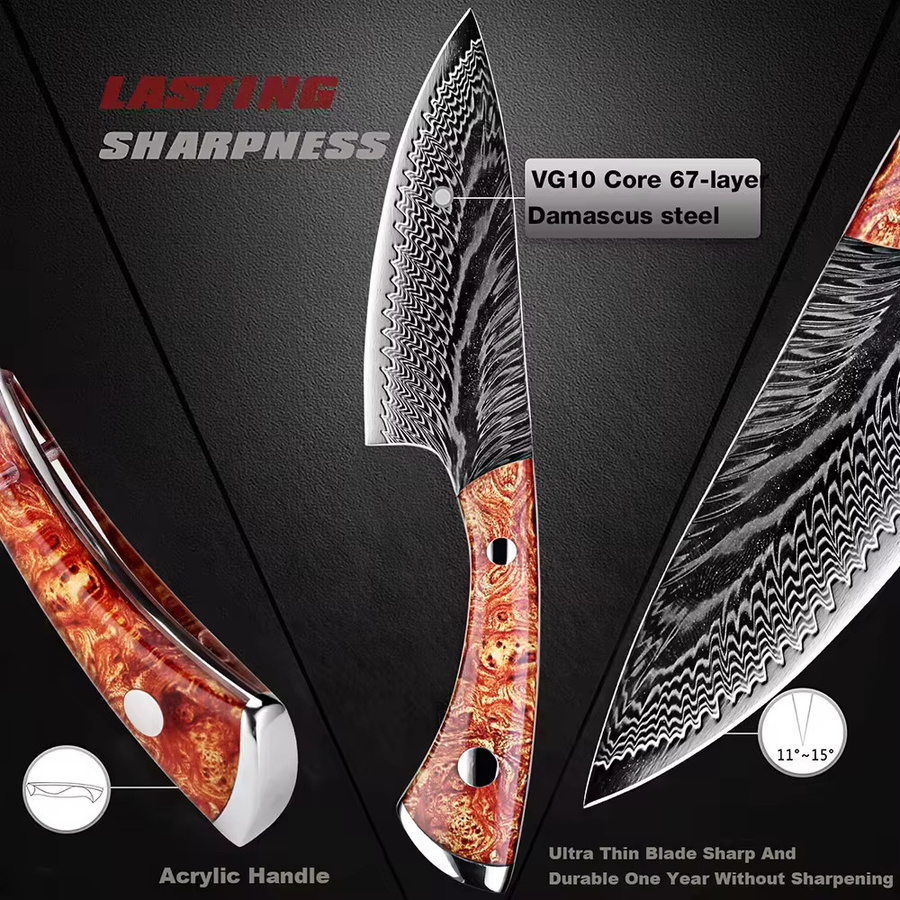 Xituo Damaststahl Cleaver mit Holzscheide, japanisches Allzweckmesser für Fleisch, Obst und Fisch in Multicolour - Bild 4