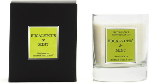 Cereria Molla Vegane Wachskerze Eucalyptus & Mint im Glas, Transparent/Weiß - Bild 1