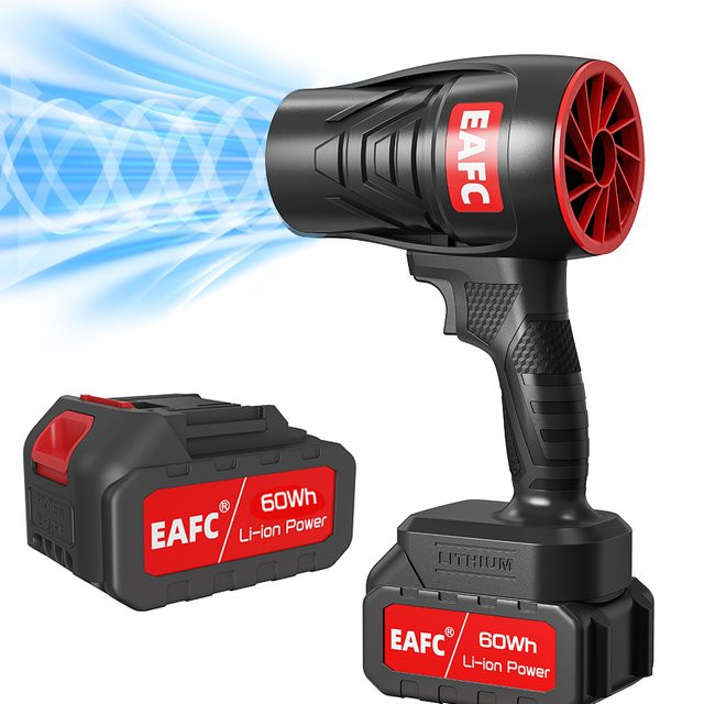 EAFC Leistungsstarker Luftgebläse-Turboventilator mit 21-V-Akku in Schwarz zur Reinigung von Blättern, Schnee und Sand - Bild 1