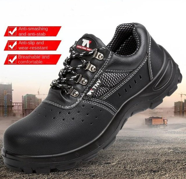 Avant-garde Arbeitsschutzschuhe aus Leder in Schwarz, Anti-Quetsch- und Durchtrittssicher, Größe 46 - Bild 1
