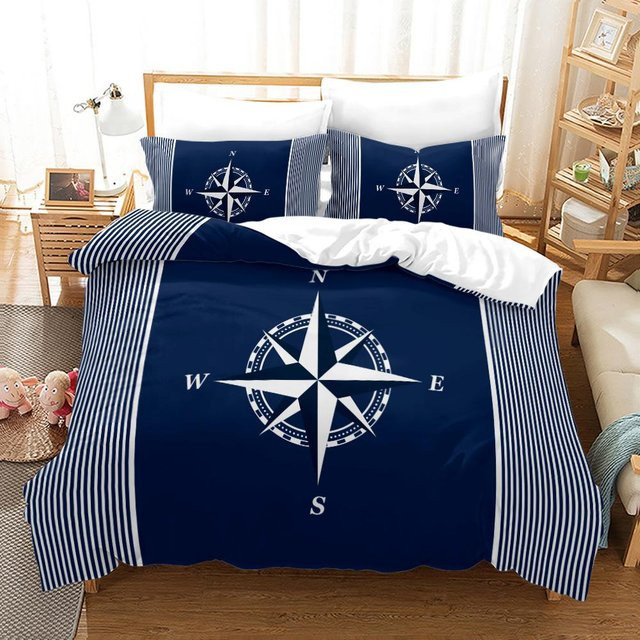 Lodestar Bettwäsche-Set mit Anker-Motiv in Blau, Microfaser, B/H: 210 x 210 cm - Bild 1