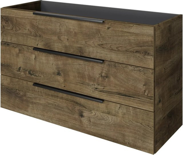 Pelipal Waschbeckenunterschrank Quantum 07 Eiche Ribbeck Quer mit 3 Auszügen, Breite: 120 cm, Höhe: 43 cm, Tiefe: 72 cm - Bild 1
