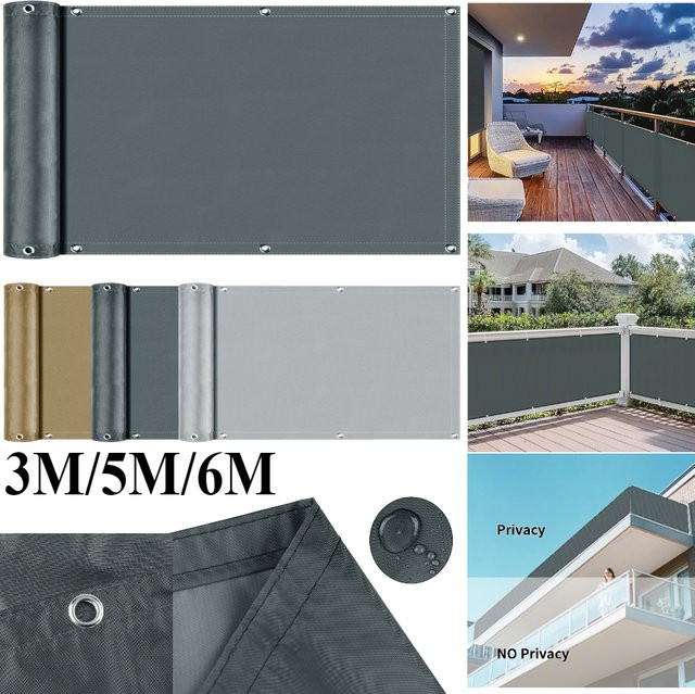 Wasserdichter Sichtschutz für Balkon und Terrasse aus Polyester, Grau, Höhe: 90 cm - Bild 1