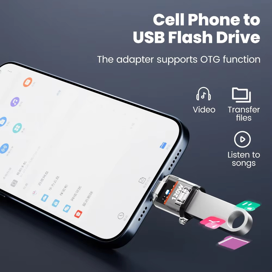 BSN USB-C-auf-USB-3.2-Adapter mit 120W Schnellladung und 10GB OTG-Datenübertragung in Gelb - Bild 5