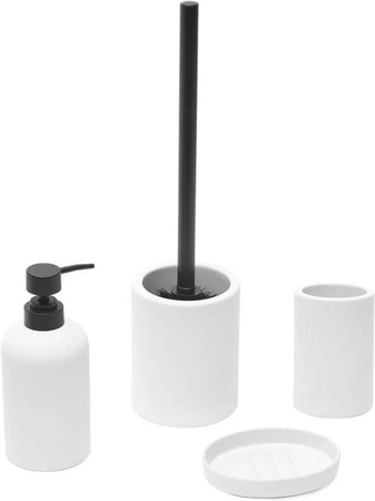 Swiss Aqua Technologies Badaccessoires Set aus Keramik in Weiß Matt bestehend aus Seifenspender, WC-Garnitur, Zahnbürstenbecher und Seifenschale