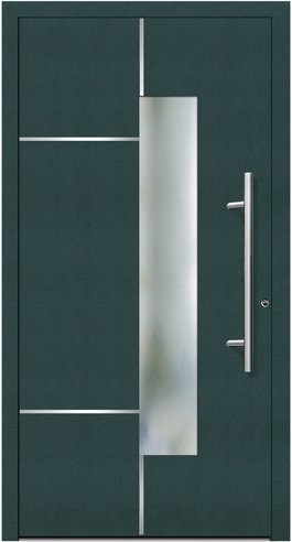 KNOCK Flügelüberdeckende Kunststoff-Haustür Terra in Moosgrün mit Glaseinsatz und RC2-Schutz, B/H: 110 x 210 cm - Bild 1