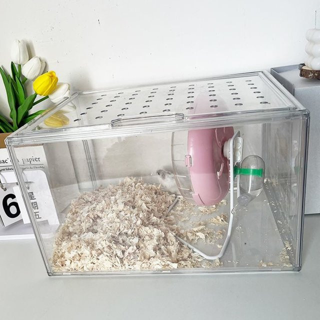 Miflame Hamsterkäfig aus transparentem Acryl mit abnehmbarer Futterbox für Nagetiere - Bild 1