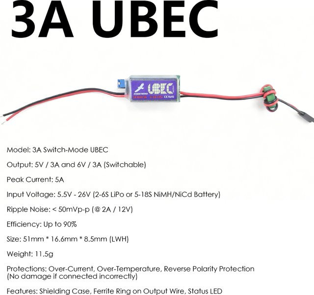 3A UBEC DC-DC Abwärtswandler mit 5,5V-26V Eingang und 5V/6V Ausgang für RC FPV Servo - Bild 1