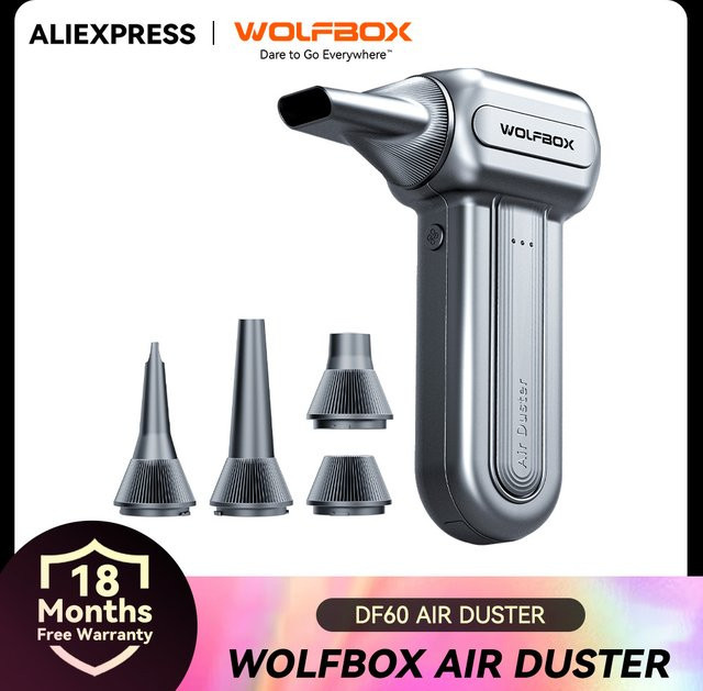 WOLFBOX DF60 Kabelloser Luftstaubsauger mit 110000 RPM und 3 einstellbaren Stufen für Auto, Zuhause und Outdoor - Bild 1