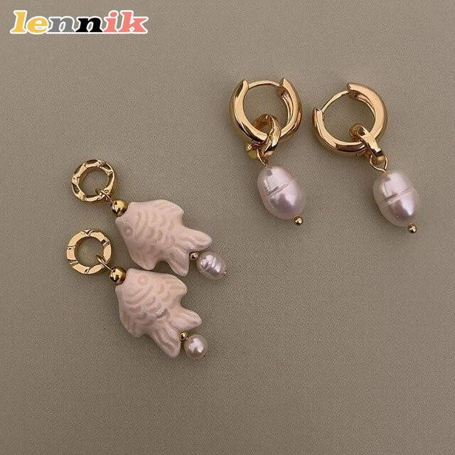 LENNIK Ohrring-Set Edelstahl, Gold, Perle, Damen - Bild 1