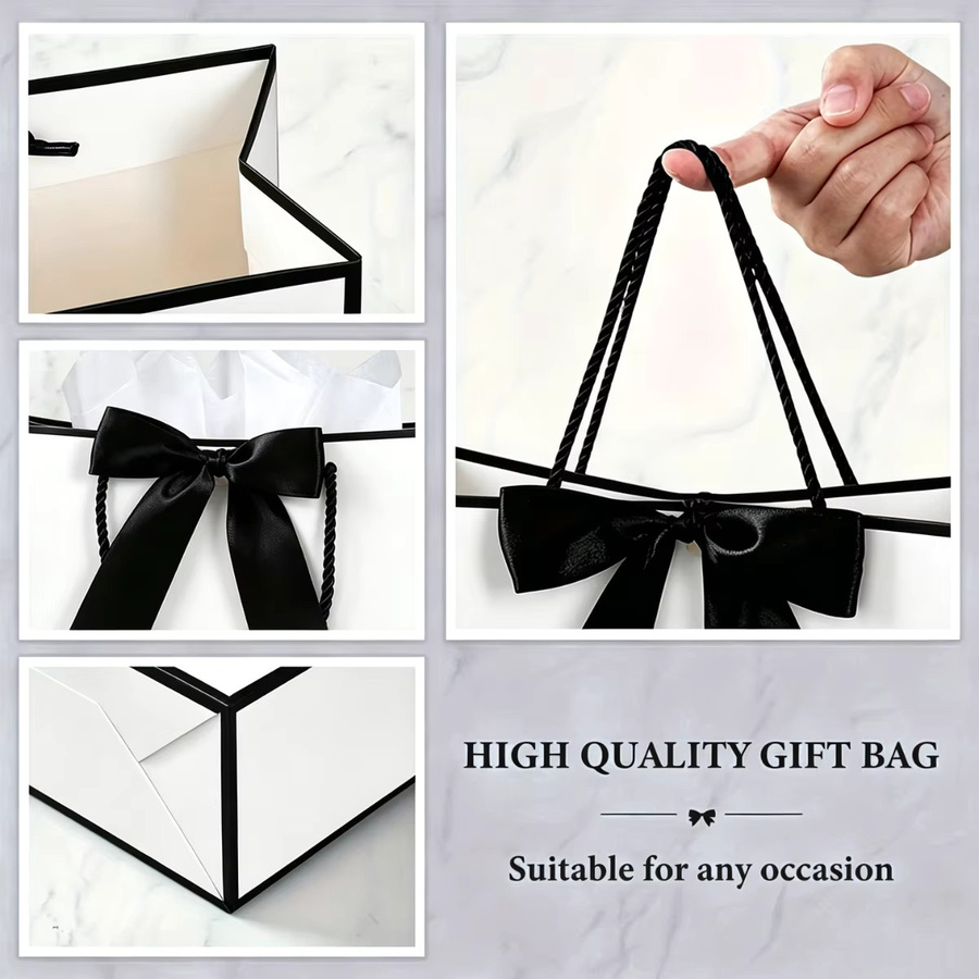 Elegante weiße Geschenktüte aus Papier für besondere Anlässe wie Geburtstag, Valentinstag oder Weihnachten - Bild 5