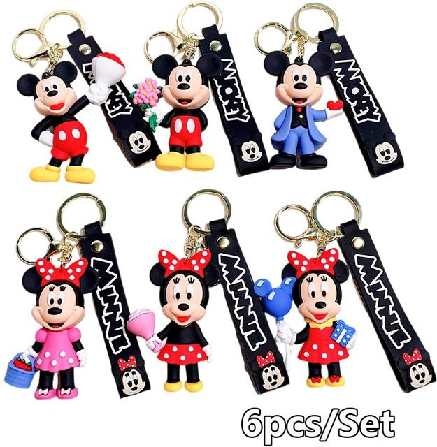 Disney Schlüsselanhänger Set, Mickey und Minnie Blumen-Serie, Unisex, 6 Stk. - Bild 1