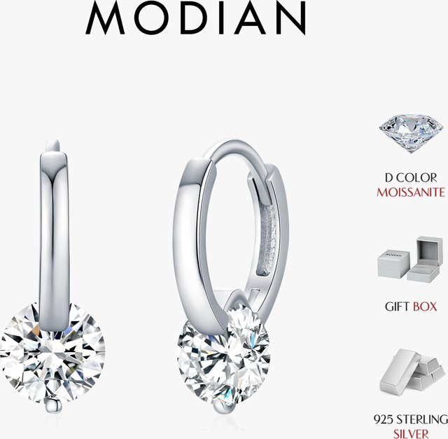 MODIAN Creolen 925 Silber, Moissanit, Damen - Bild 1