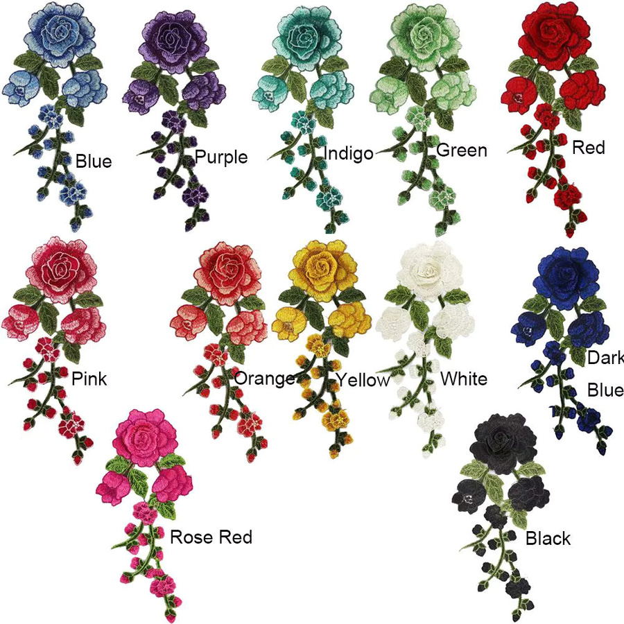 Bunte Blumenband-Stickerei-Aufnäher und bestickte Aufbügelpatches in Multicolour und Lila für dein Nähzubehör - Bild 5