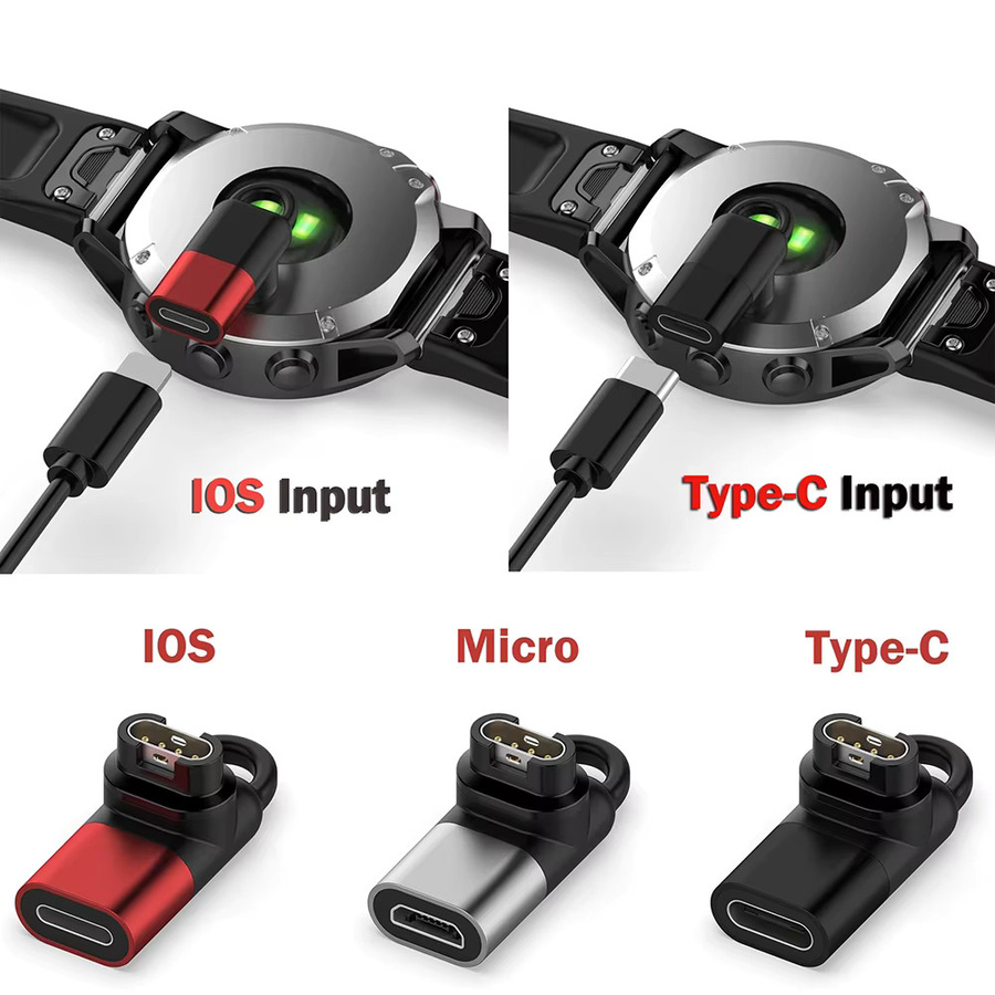 ZENHEO Ladegerät Adapter für Garmin Fenix 7/8/6/5, Forerunner 158/255 sowie Venu und Vivoactive mit Micro USB, iOS und Typ C Anschlüssen - Bild 2