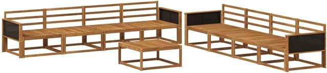 vidaXL Outdoor-Sofagarnitur aus Massivholz Akazie in Braun, 9-teiliges L-Shape Set mit Tisch und Armlehnen - Bild 1