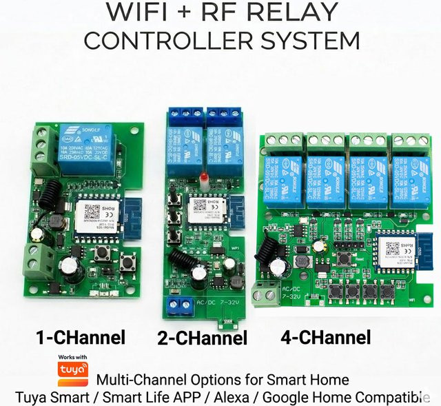 Tuya WLAN-Relais-Controller für Smart Home Automation mit App-Steuerung und Sprachsteuerung via Alexa und Google Home, RF 433MHz Fernbedienung, Farbe: Grün - Bild 1