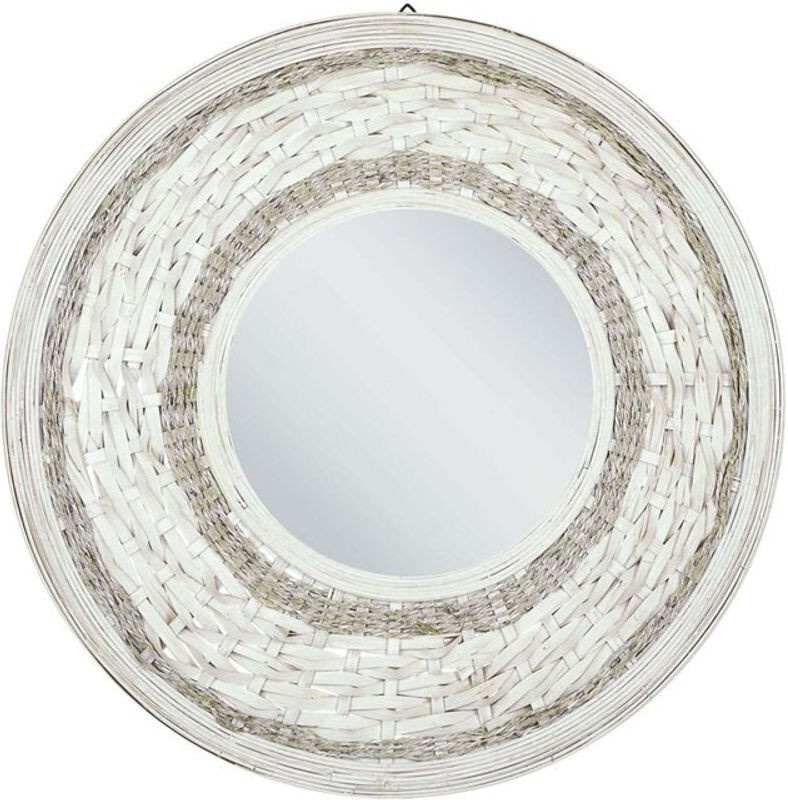 Runder Wandspiegel Soledad von BELIANI aus Bambusholz in Weiß und Creme, Durchmesser: 61 cm - Bild 1