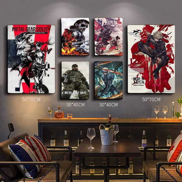 Metal Gear Vintage-Poster mit Klebefläche, Mehrfarbig, Rechteckig, B/H: 15 x 15 cm - Bild 1