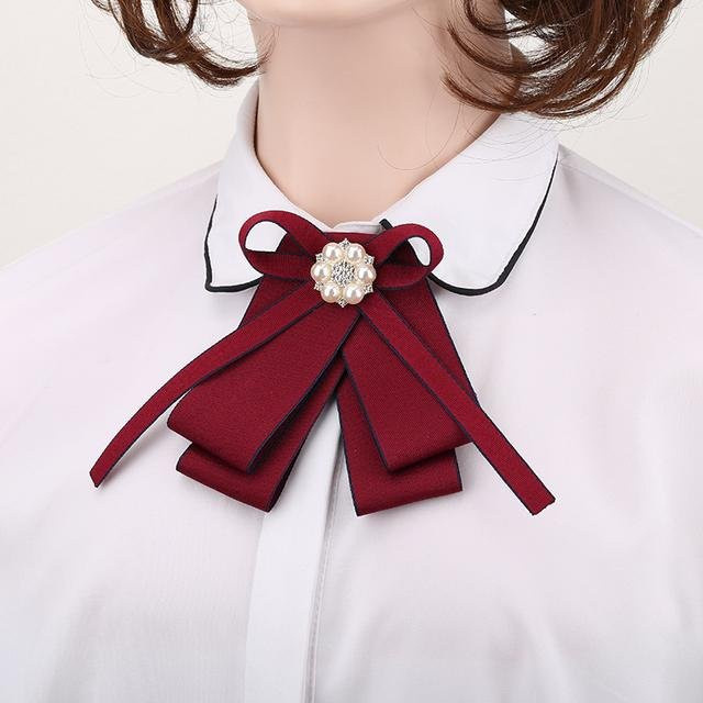 YIRAN Jewelry Brosche, Stoff, Kristall, Perle, rot, Damen - Bild 1