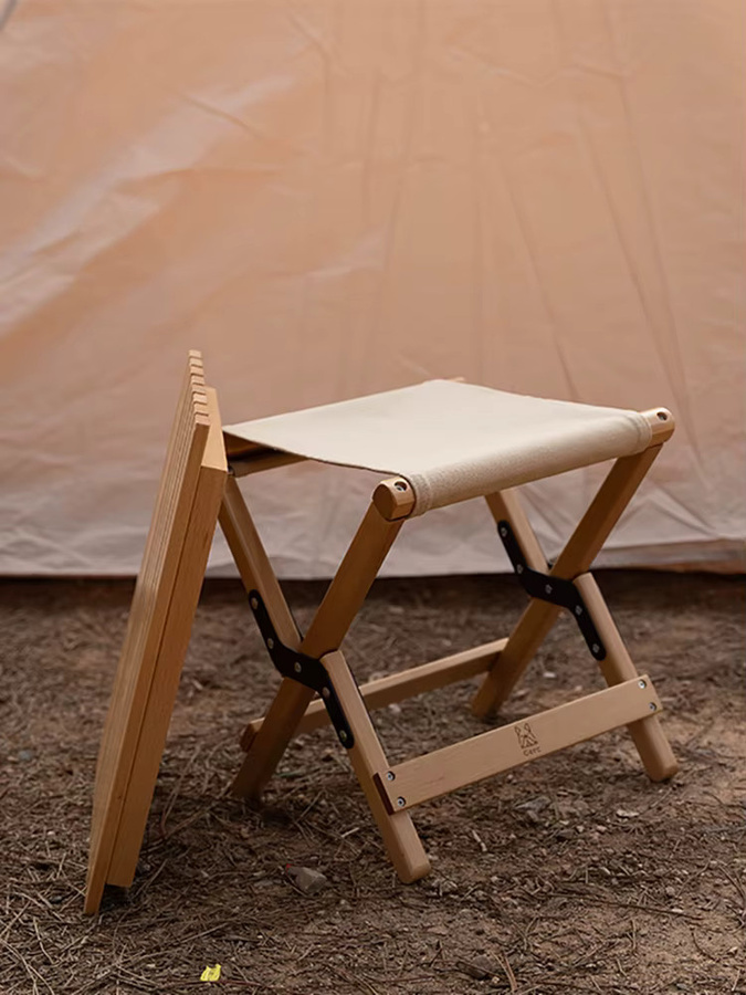 Gerc Maza Faltbarer Hocker in Grün aus Holz und Stoff für Camping und Angeln, Höhe: 33,5 cm, Breite: 30,0 cm - Bild 4