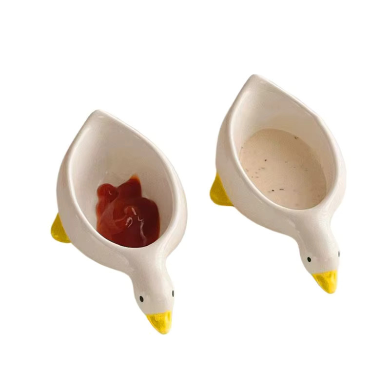 Weiße Keramik-Gewürzschale in Enten-Design als niedliches Salatschälchen und Dip-Bowl - Bild 2