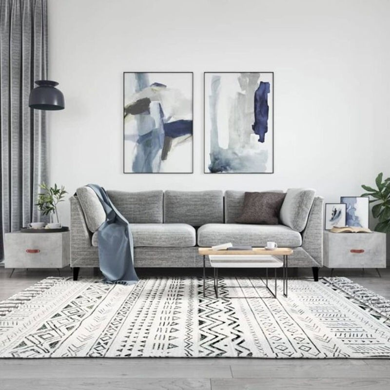 Vidaxl Couchtisch Set 2 Stück im Industrial Design aus Holzwerkstoff und Metall, Grau, B/T/H: 50 x 50 x 40 cm - Bild 1