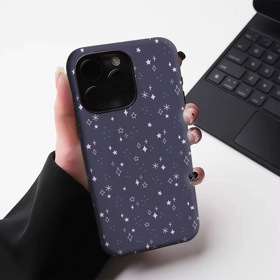 Potdemiel Dark Starlight Scatter Magnetische Handyhülle für iPhone 17 16 15 14 Pro Max Plus in Schwarz und Lila - Bild 4