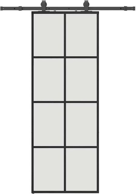 vidaXL Schiebetür aus ESG-Glas in Schwarz mit Beschlag, modern, B: 76 cm, H: 205 cm - Bild 1