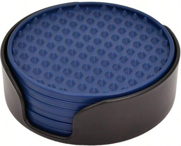 XYNN Set aus 6 hitzebeständigen Silikon-Untersetzern, rund, Blau, Durchmesser: 10 cm - Bild 1