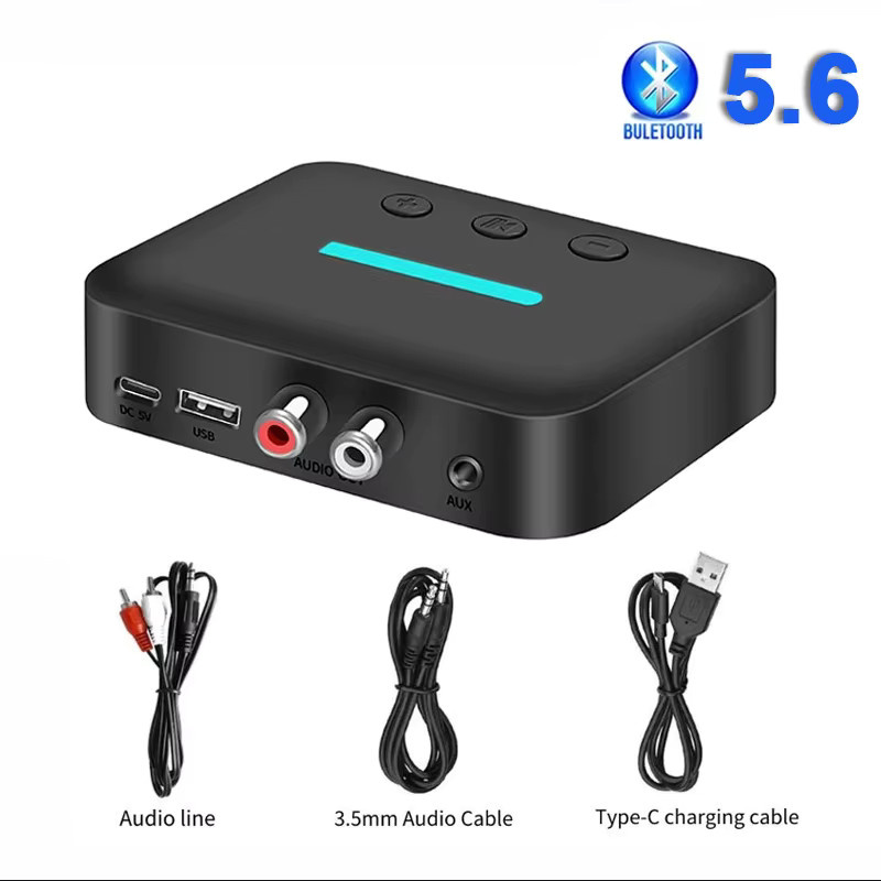 KEBETEME Bluetooth 5.3 Audio Receiver in Schwarz mit 3,5mm AUX, RCA und USB-Anschluss für PC, TV, Auto und Lautsprecher - Bild 5