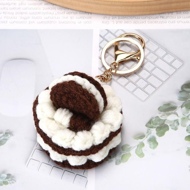 Schlüsselanhänger Obstkuchen-Design, Häkel-Design, Unisex, black - Bild 1