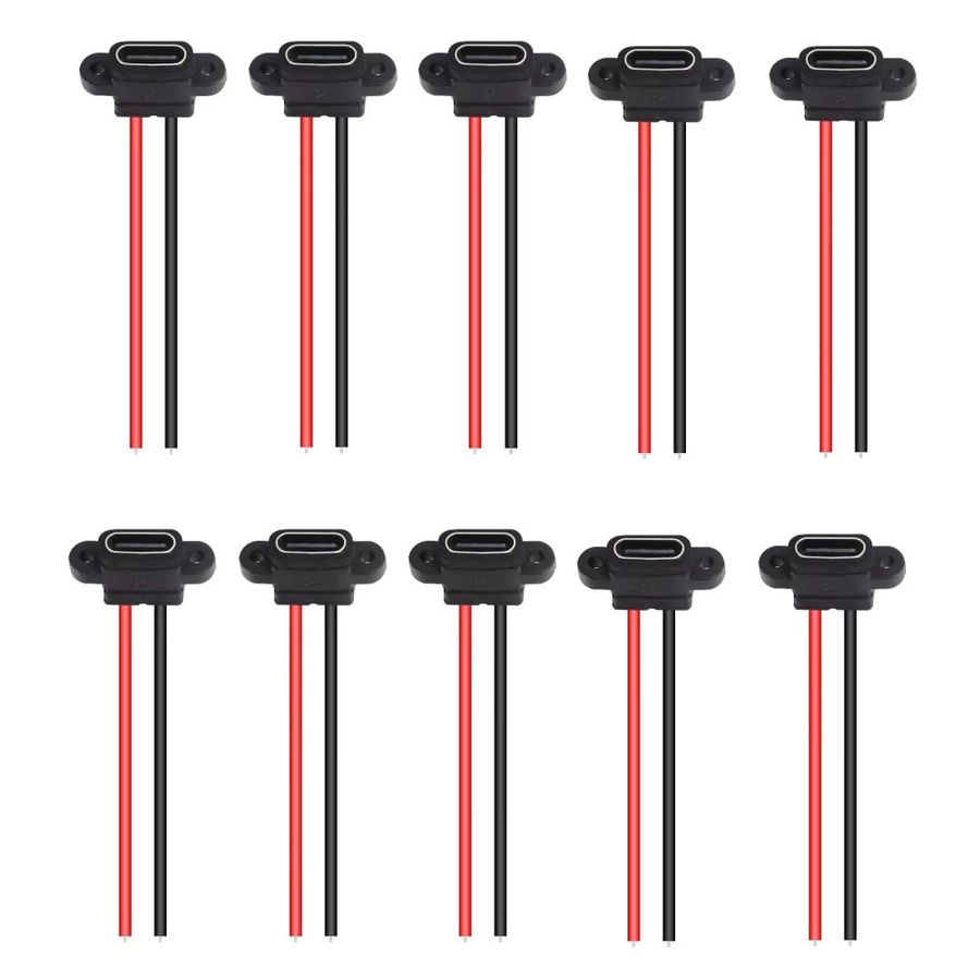 AOKIN USB-C Typ-C Weibliche Chassis Buchse Lade Port 2 Pin in Schwarz - Bild 3