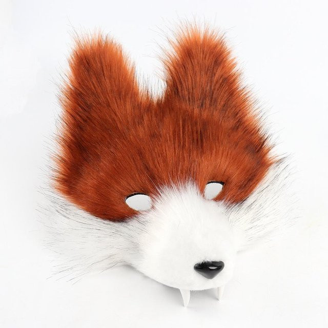 YIRAN Fuchs Wolf Maske und Schwanz Set, Zubehör, braun - Bild 1